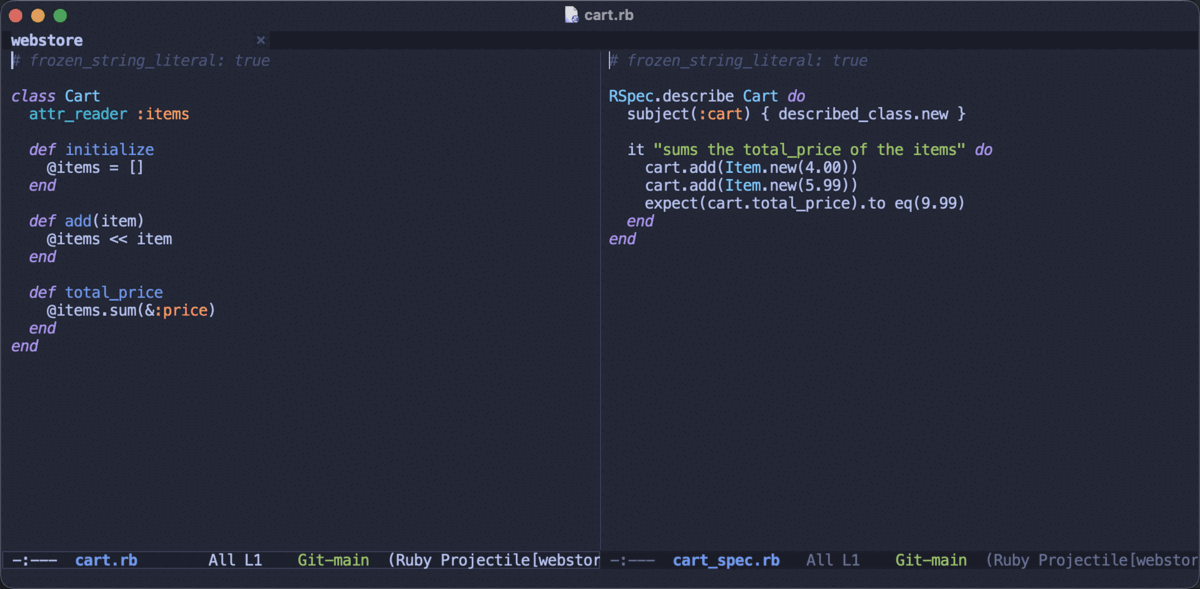 Switching from one project to another opens a second tab, and switching back selects the first tab again with its two-window layout intact